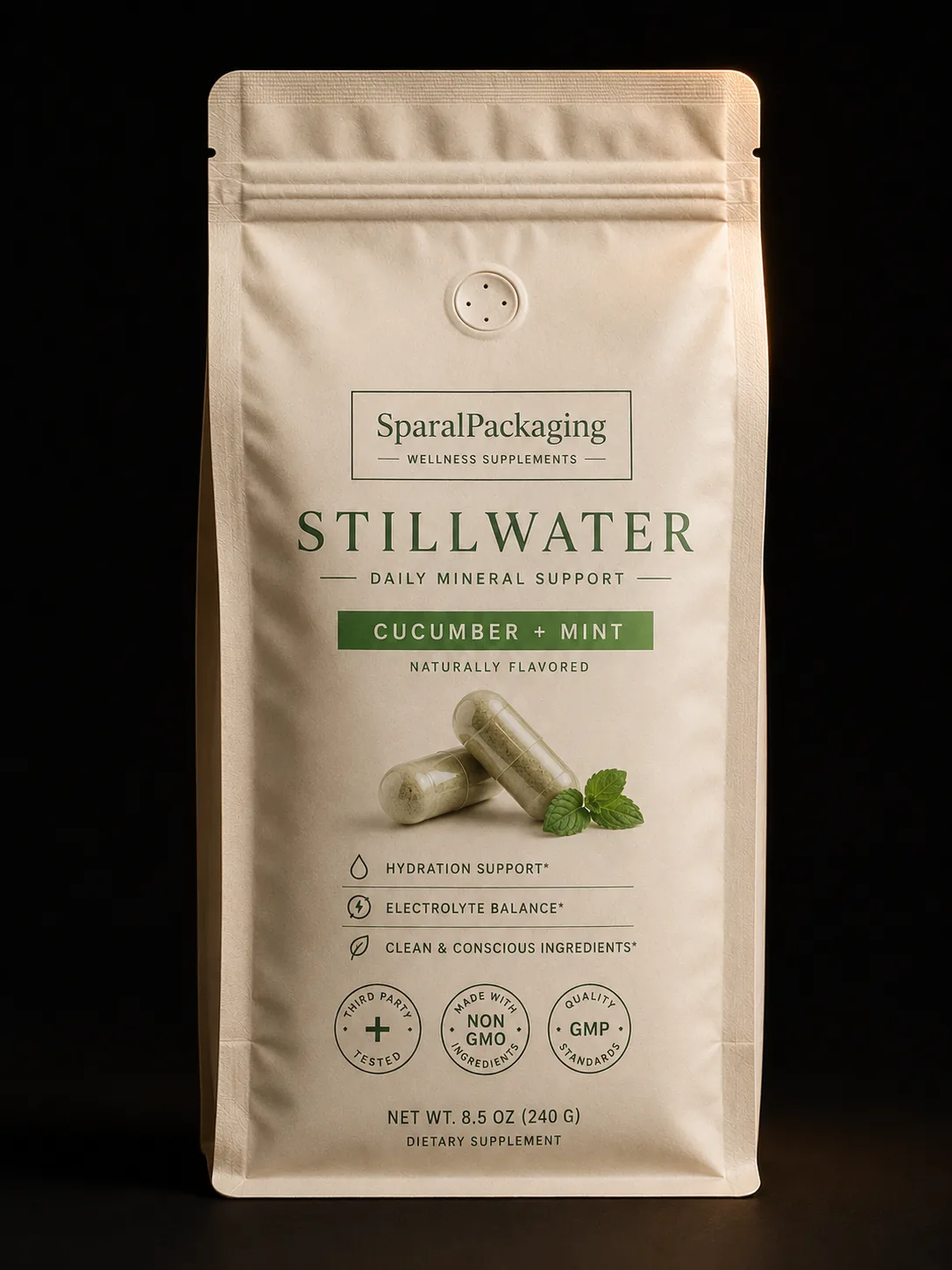 Clinical-clean daily mineral nutraceutical pouch — Sparal Packaging