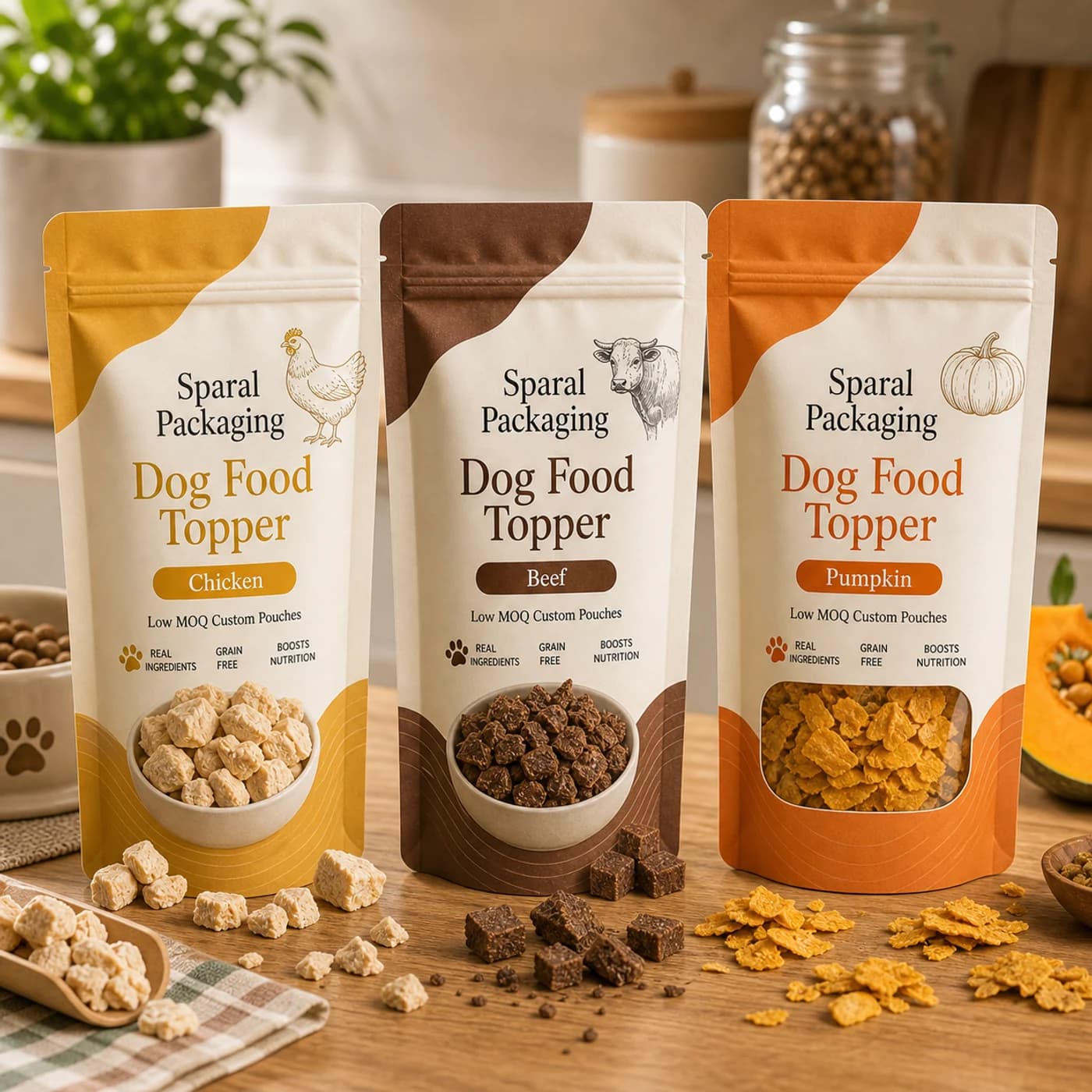 Dog food topper pouch packaging opportunity by Sparal Packaging