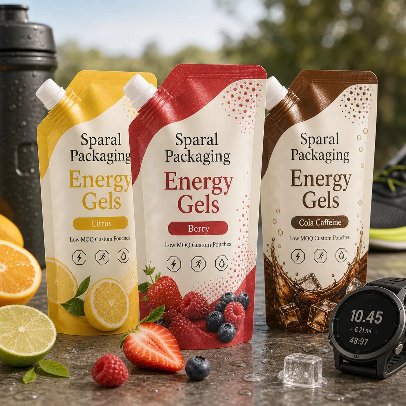 Energy gels pouch packaging opportunity by Sparal Packaging