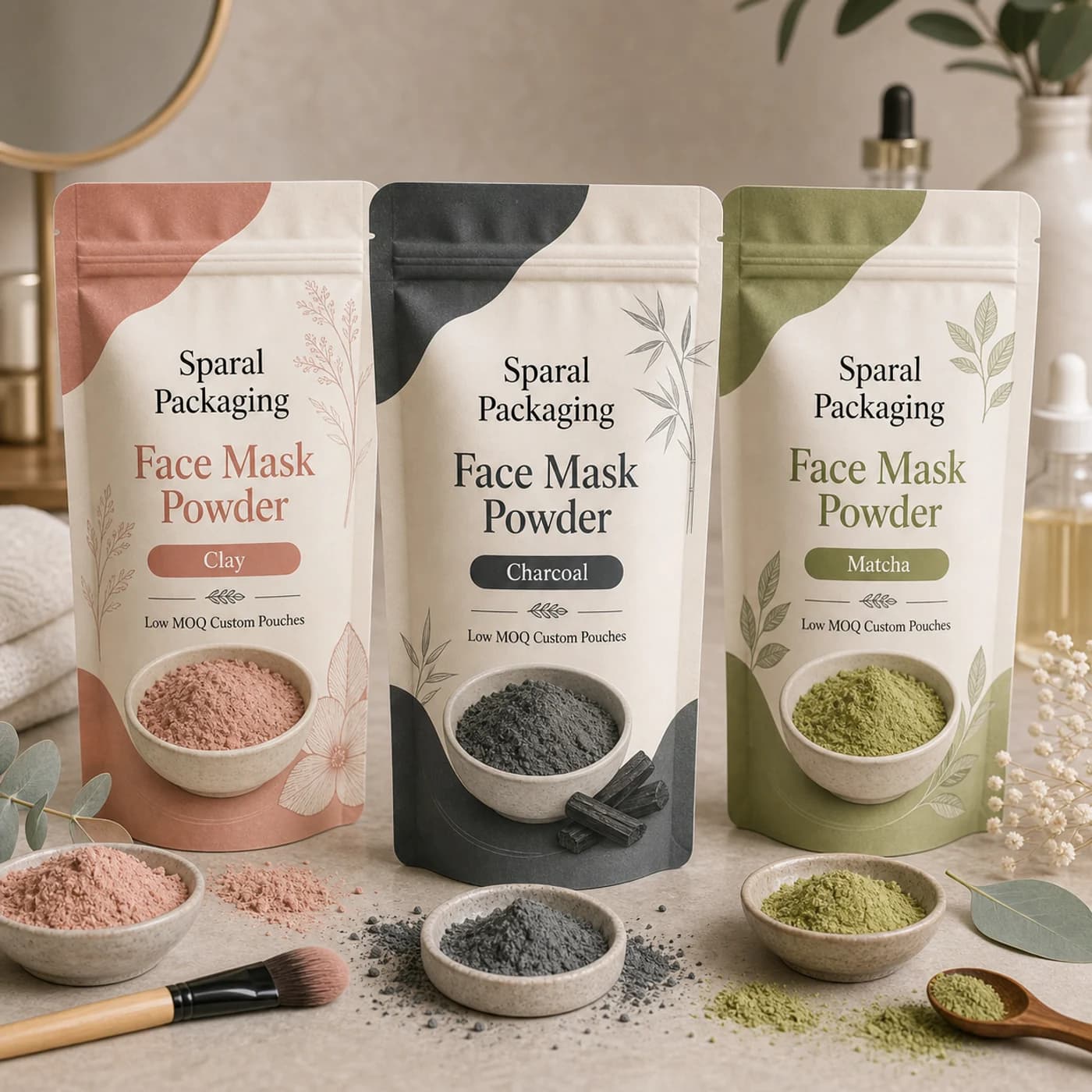 Face mask powder pouch packaging opportunity by Sparal Packaging
