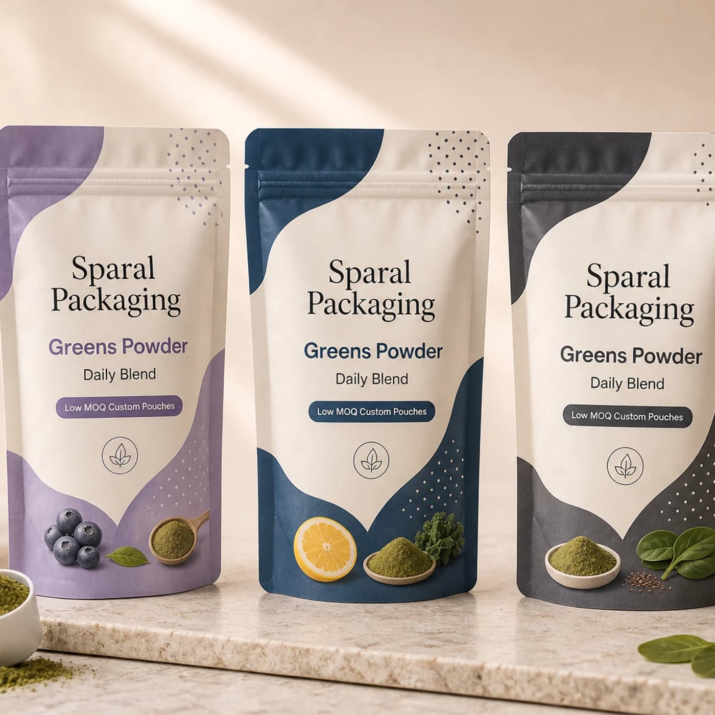 Greens powder pouch packaging opportunity by Sparal Packaging