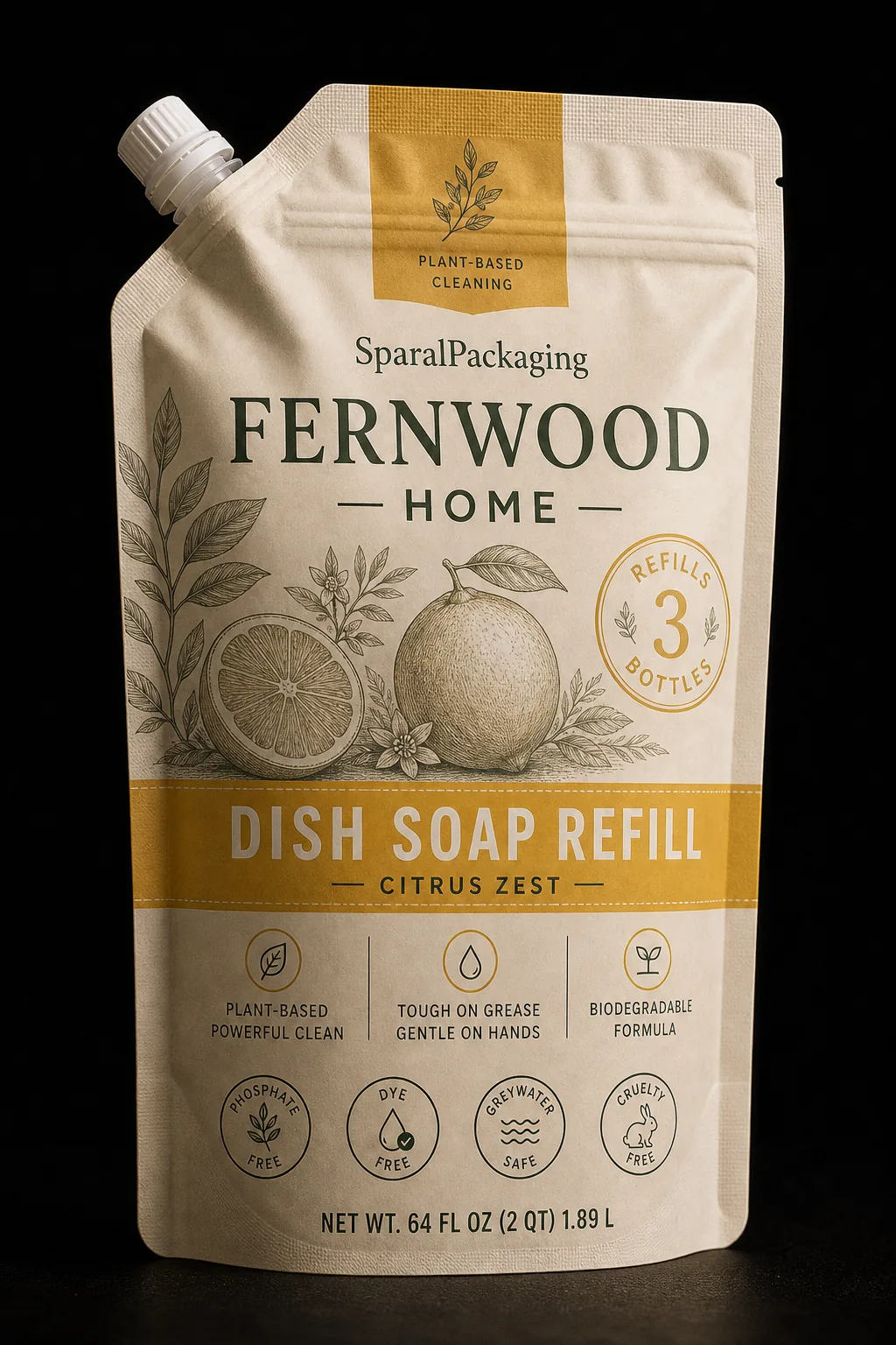 Dish soap refill colorway of the same home care pouch system — Sparal Packaging