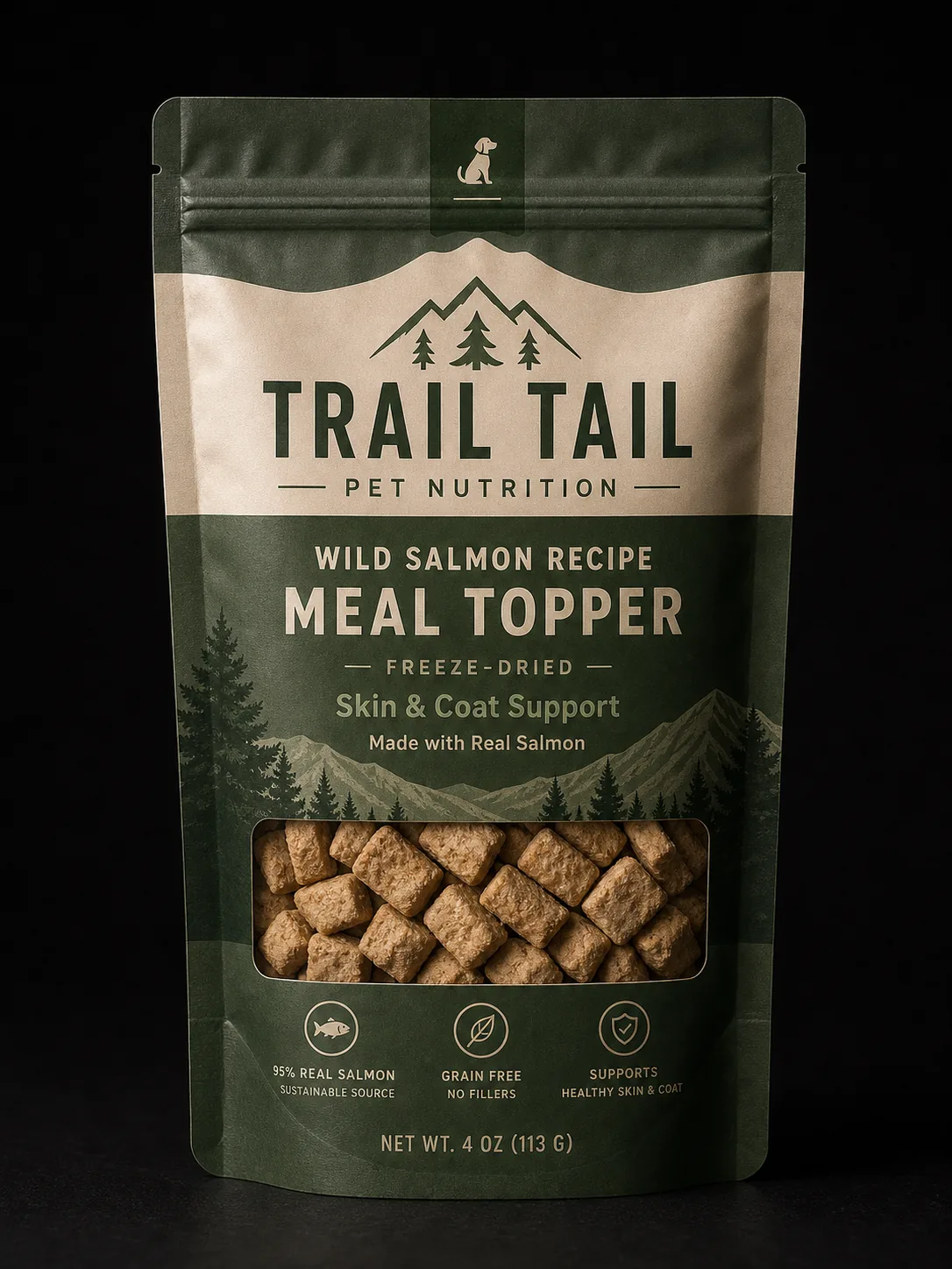 Custom printed dog treat stand-up pouch with illustrated artwork — Sparal Packaging