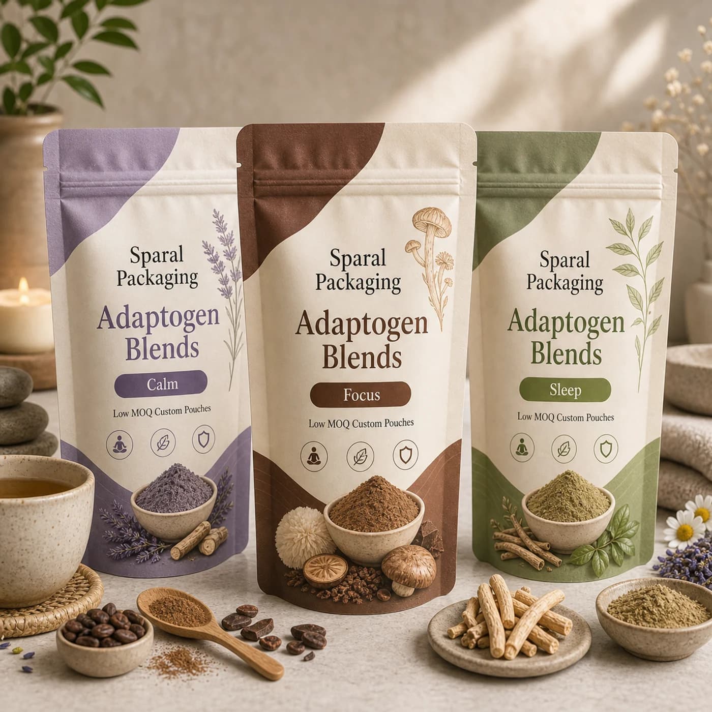 Adaptogen blends pouch packaging opportunity by Sparal Packaging