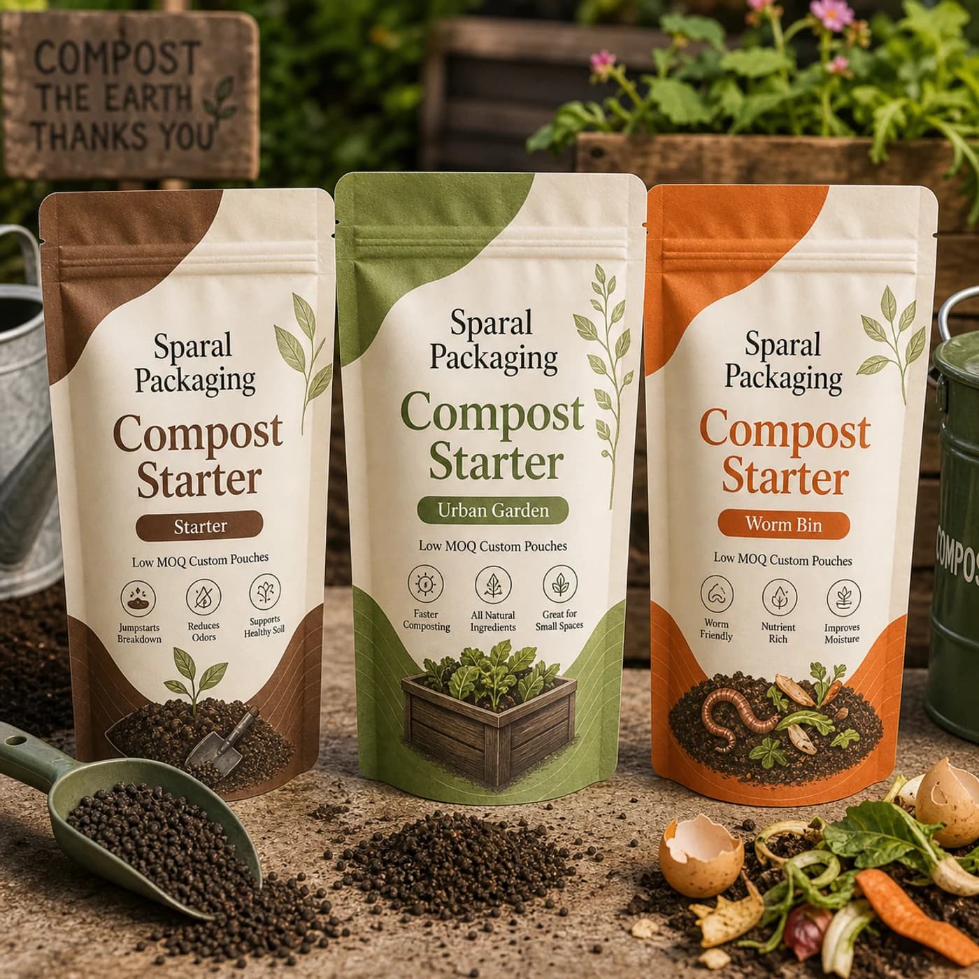 Compost starter pouch packaging opportunity by Sparal Packaging