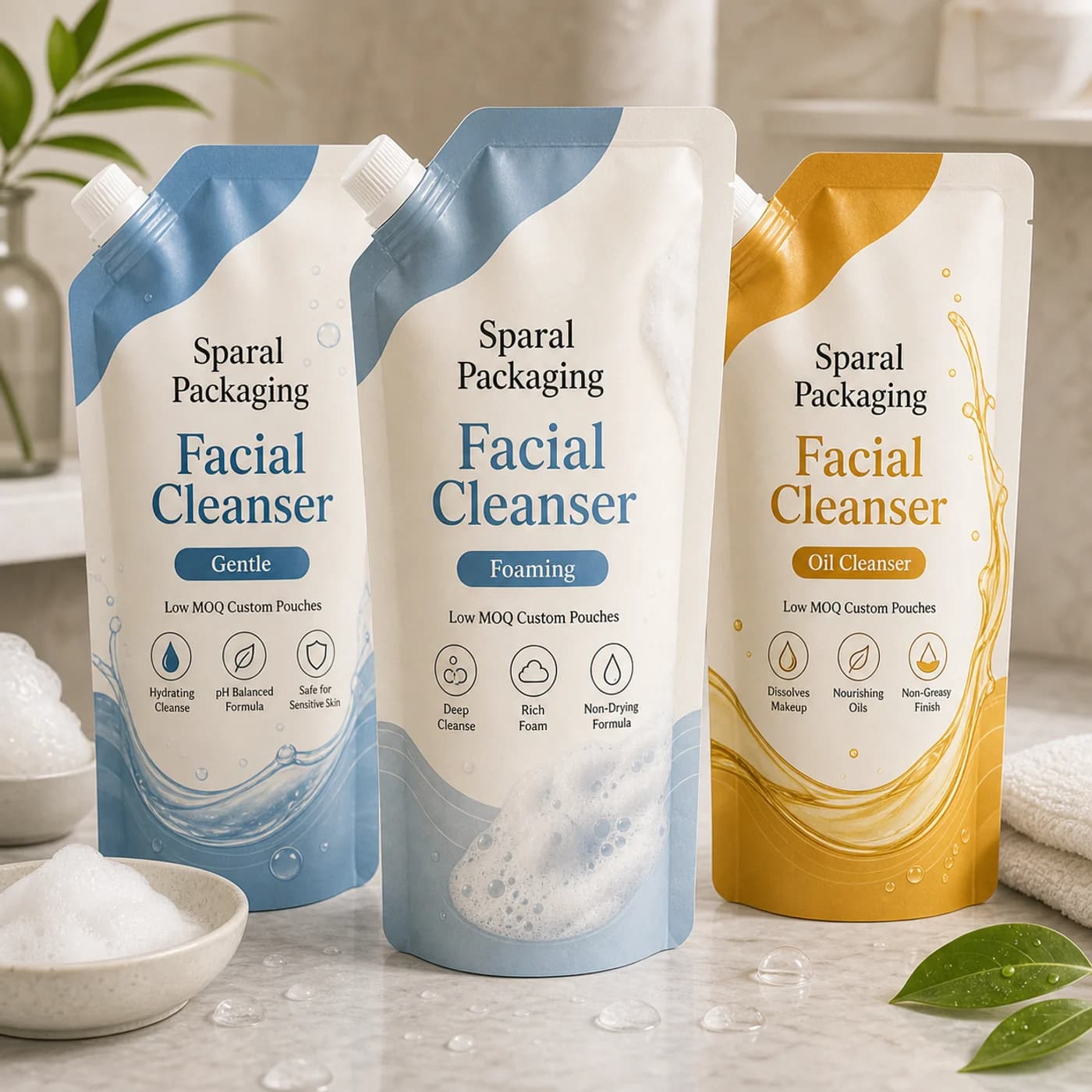 Facial cleanser refill pouch packaging opportunity by Sparal Packaging