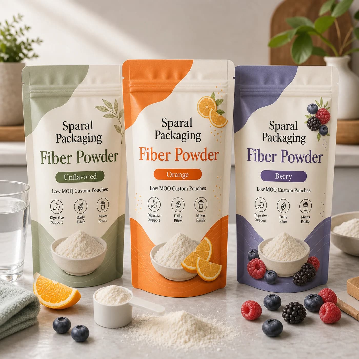Fiber powder pouch packaging opportunity by Sparal Packaging