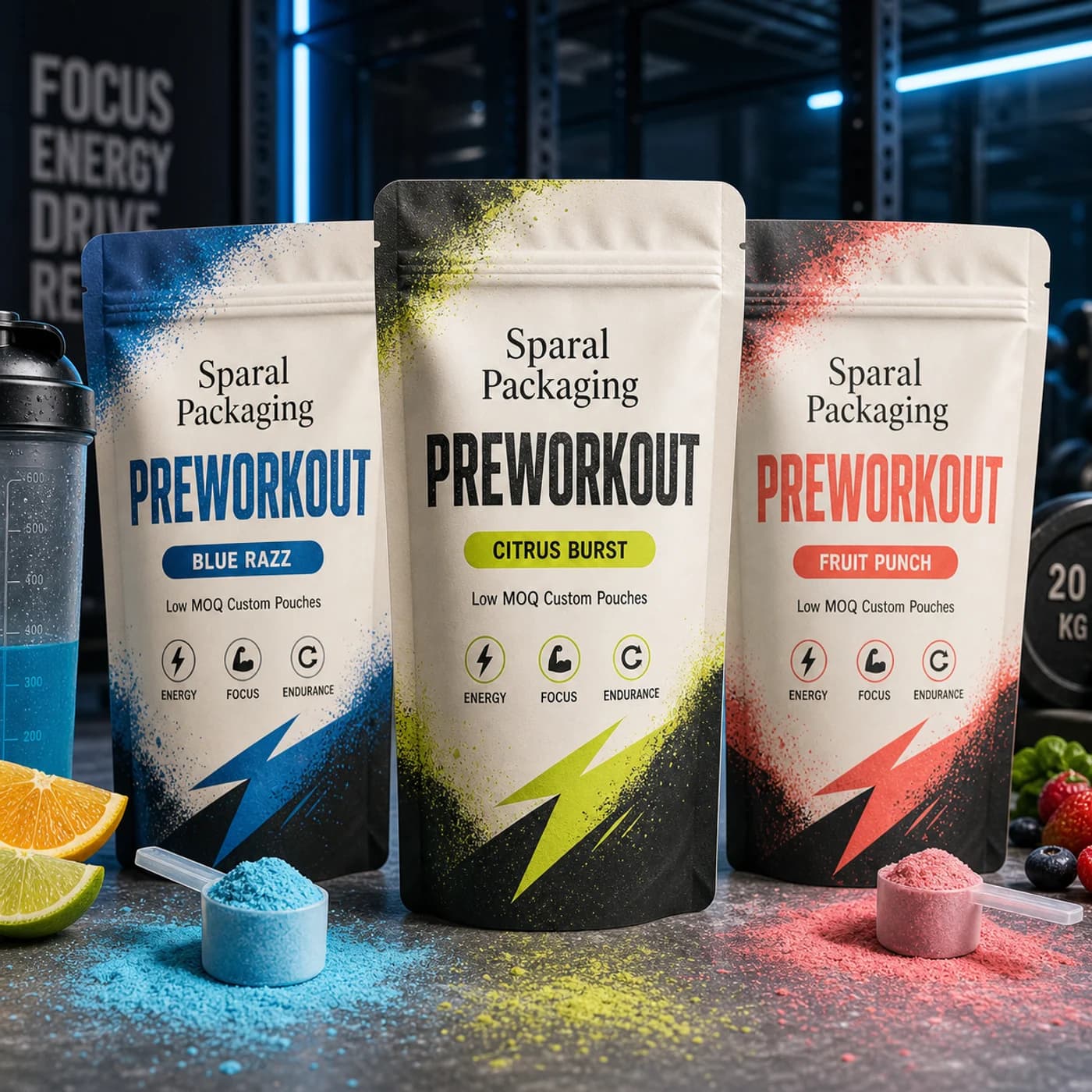 Preworkout pouch packaging opportunity by Sparal Packaging