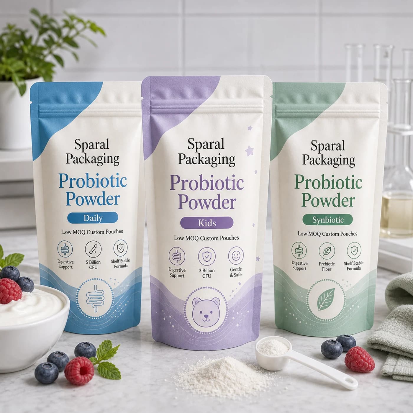 Probiotic powder pouch packaging opportunity by Sparal Packaging