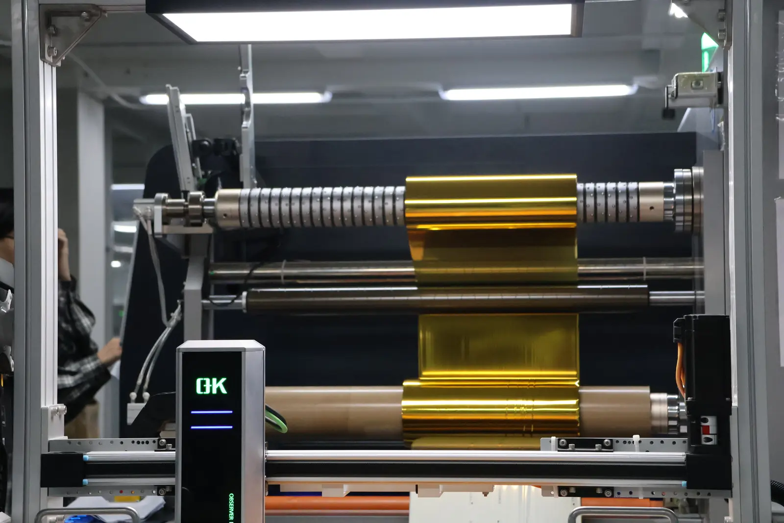 Custom-printed flexible film on Sparal Packaging's converting line