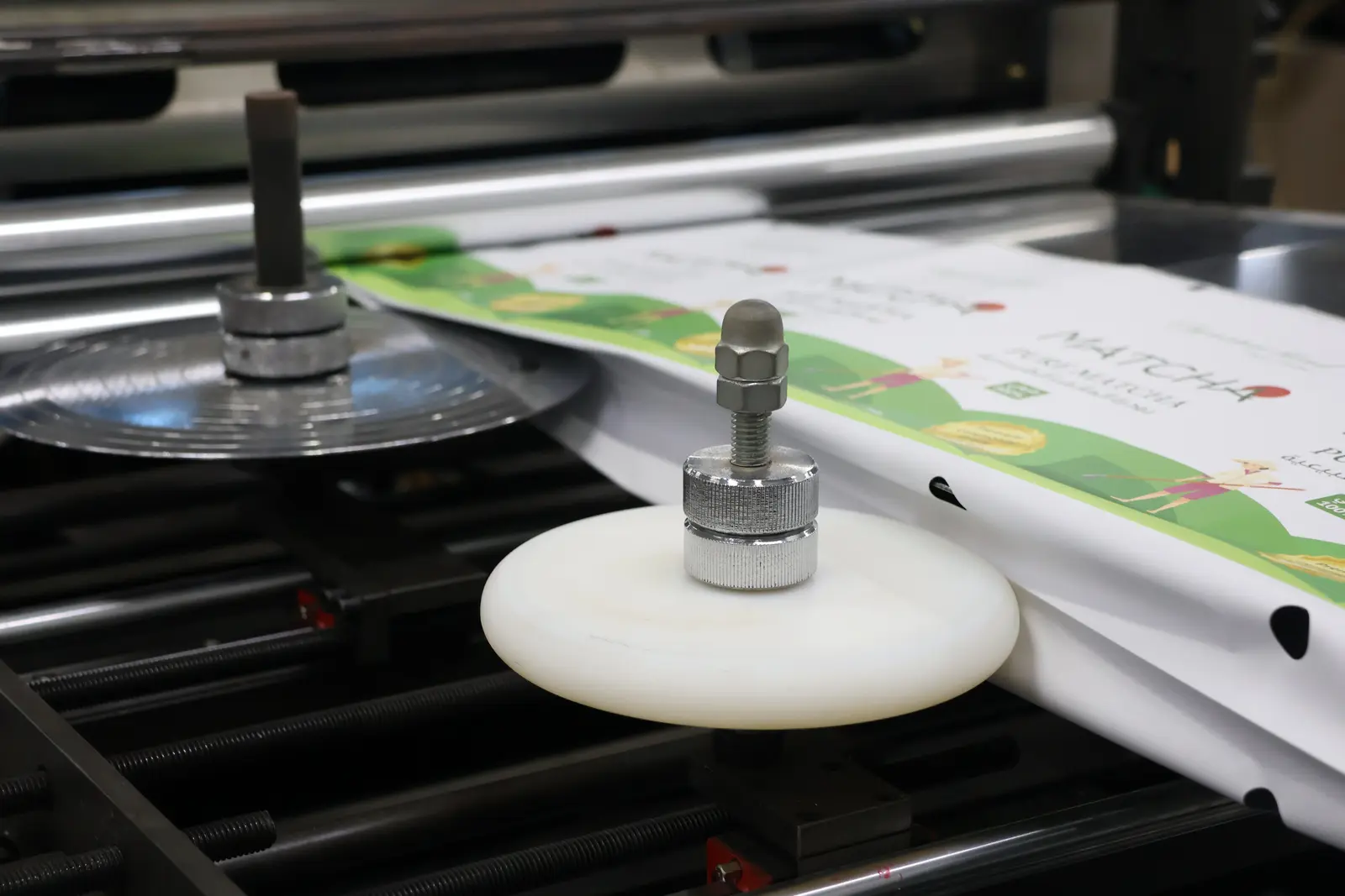 Custom-printed flexible film on Sparal Packaging's converting line