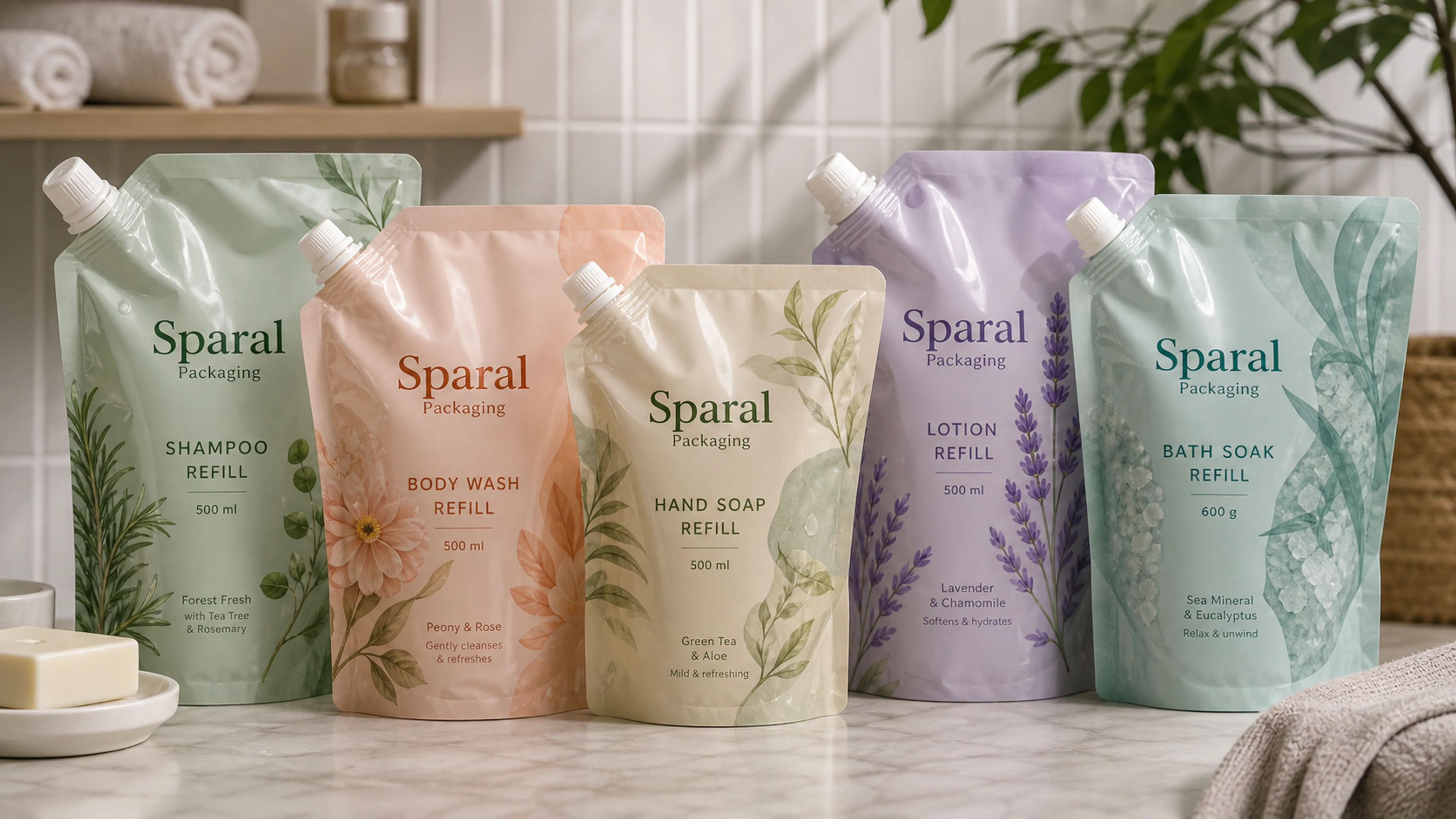Premium beauty refill pouch packaging system by Sparal Packaging