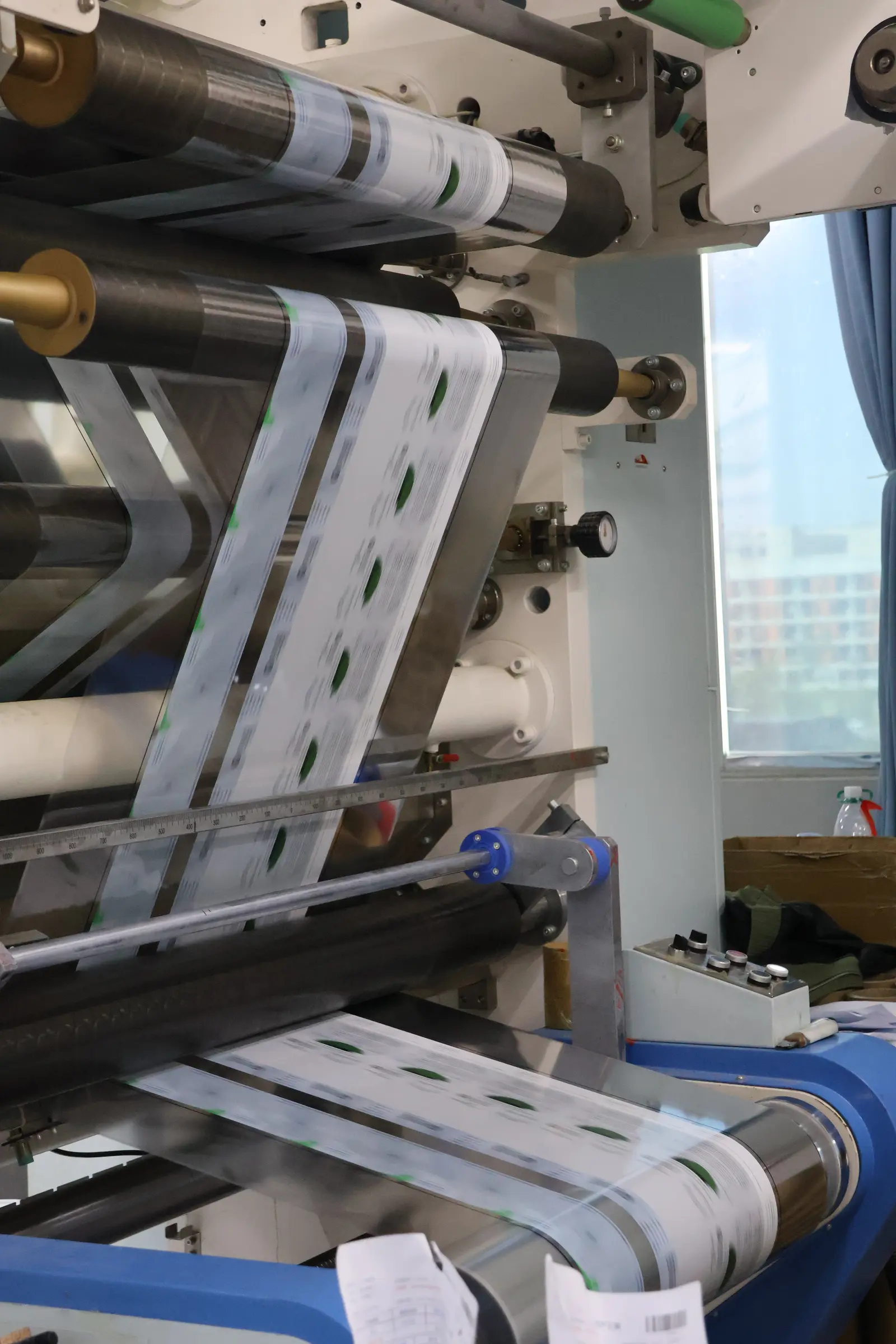 Custom-printed flexible film on Sparal Packaging's converting line