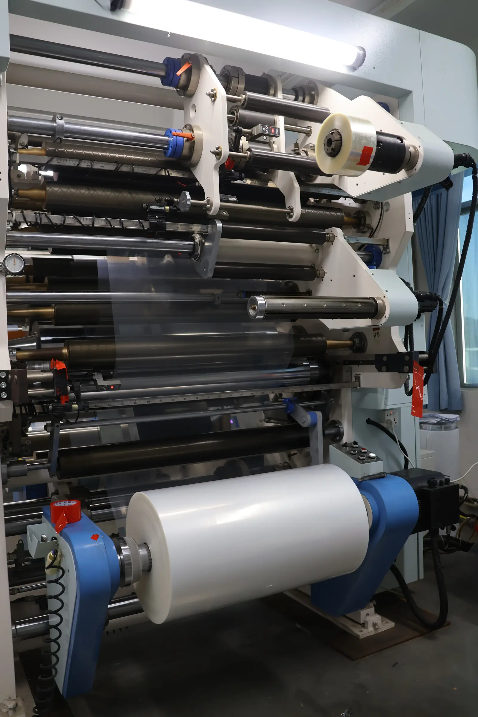 Custom-printed flexible film on Sparal Packaging's converting line