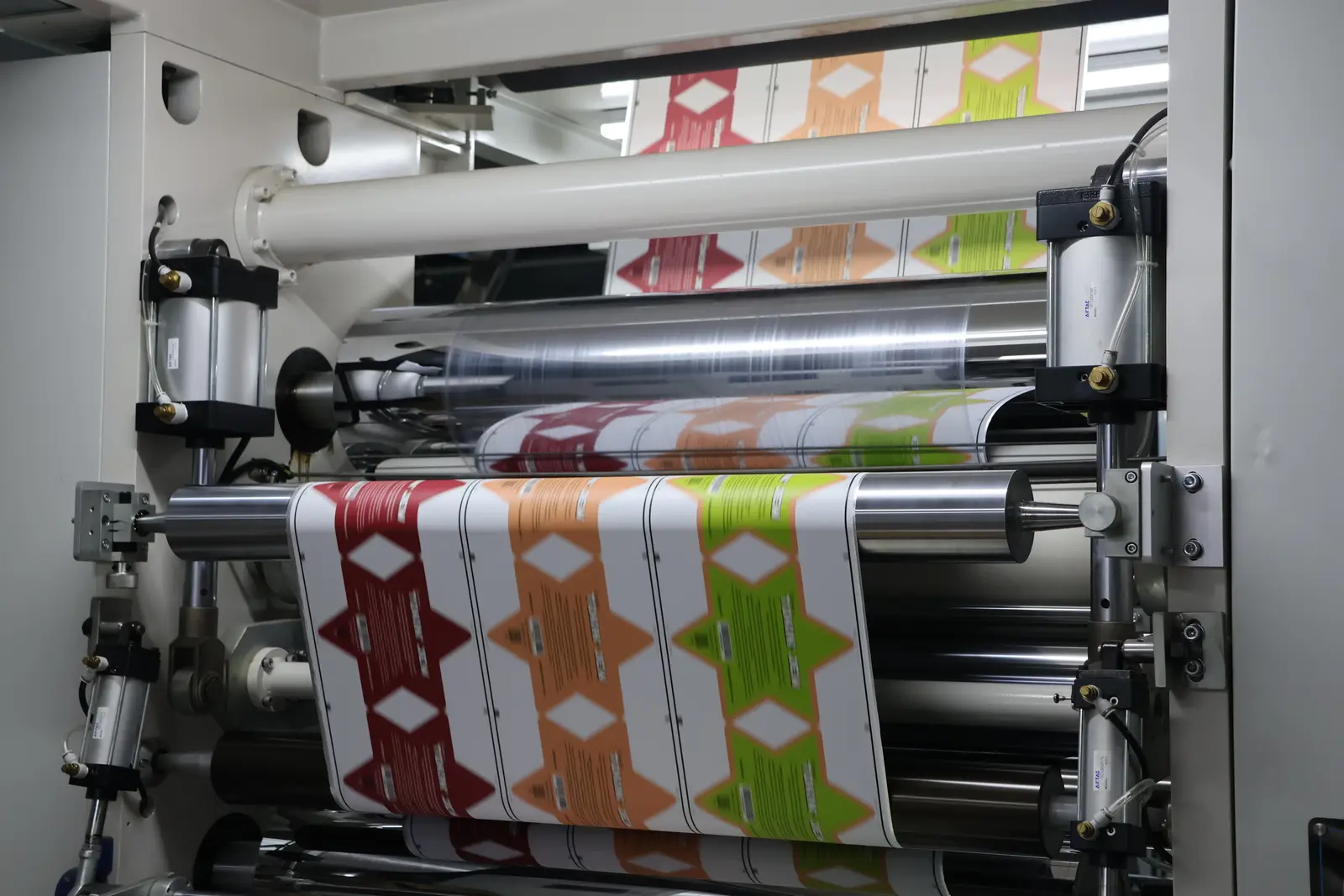 Custom-printed flexible film on Sparal Packaging's converting line
